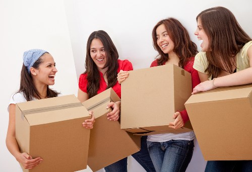 Packed student belongings prepared for storage in Chadwellheath