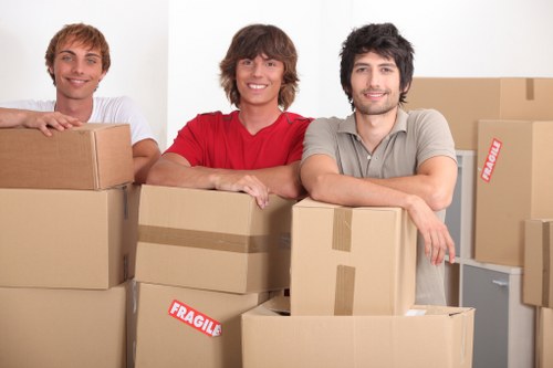 Organised boxes and luggage in a student storage space